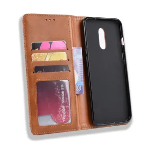 BUSINESS Peňaženkový kryt pre OnePlus 7 hnedý