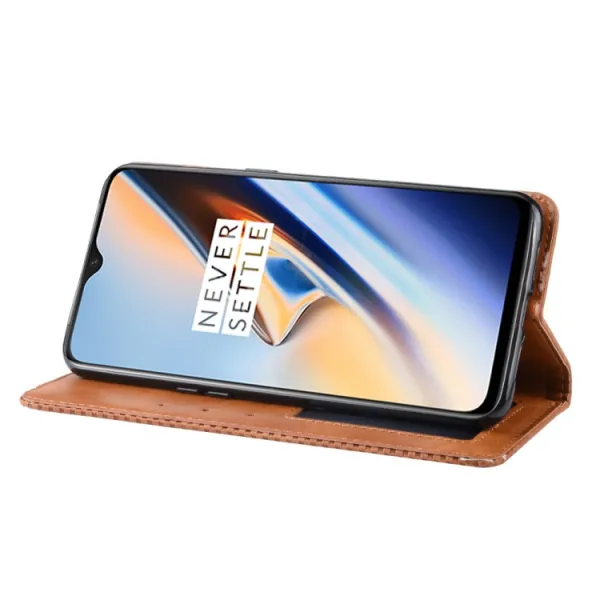 BUSINESS Peňaženkový kryt pre OnePlus 7 hnedý