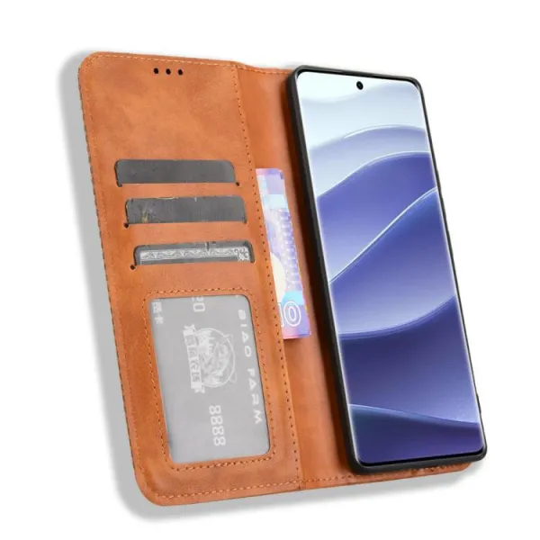 BUSINESS Peňaženkové puzdro pre Xiaomi Redmi Note 14 Pro+ 5G hnedé