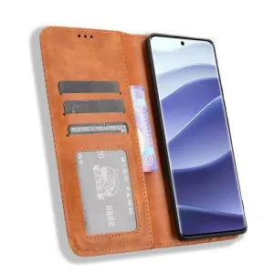 BUSINESS Peňaženkové puzdro pre Xiaomi Redmi Note 14 Pro+ 5G hnedé