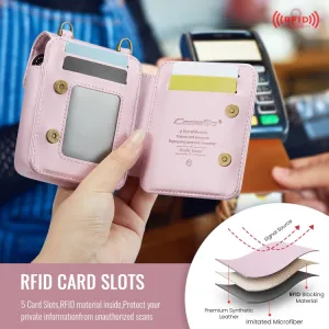 CASEME MINI Peňaženkové puzdro s remienkom pre sériu Samsung Galaxy Z Flip svetloružové