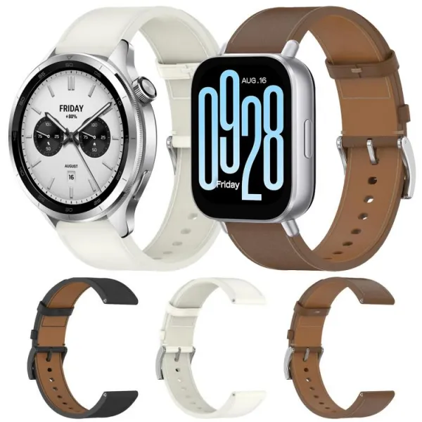 LEATHER Kožený remienok pre Xiaomi Watch S4 čierny
