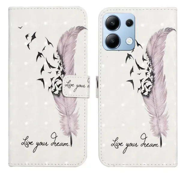 ART Peňaženkový kryt pre Xiaomi Redmi Note 14 WHITE FEATHER