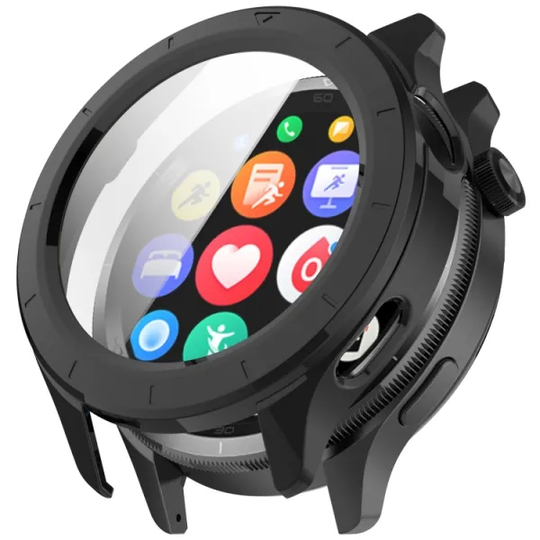 PC FULL COVER Plastový kryt so sklom pre Xiaomi Watch S4 čierny