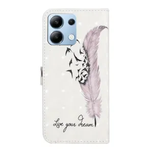 ART Peňaženkový kryt pre Xiaomi Redmi Note 14 WHITE FEATHER