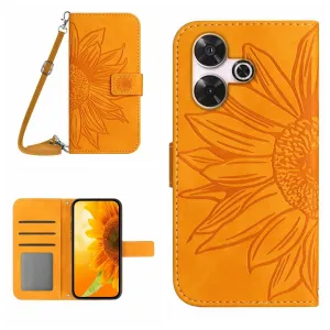 ART SUNFLOWER Peňaženkový obal so šnúrkou pre Xiaomi Redmi 13 žltý