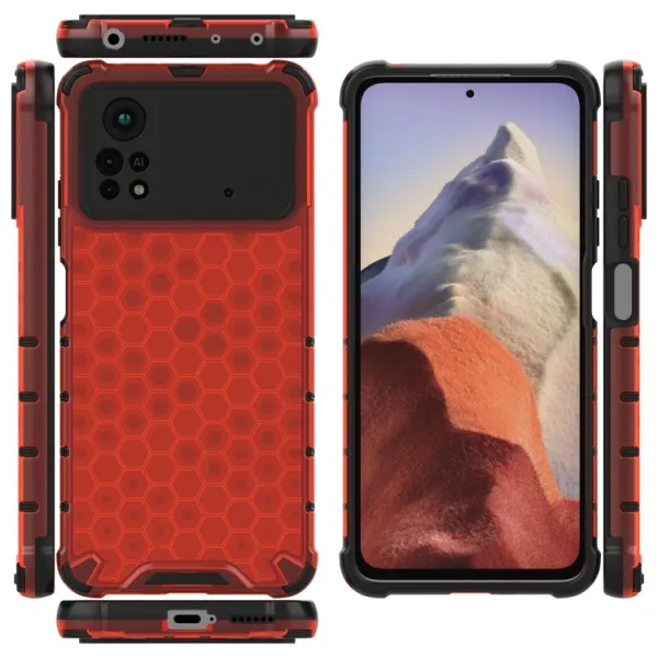 HONEYCOMB Ochranný kryt Xiaomi Poco X4 Pro 5G červený