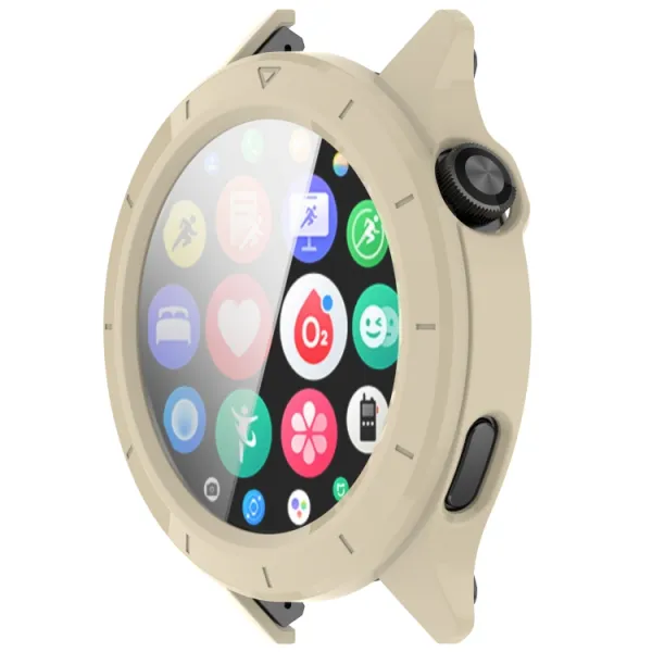 PC FULL COVER Plastový kryt so sklom pre Xiaomi Watch S4 béžový