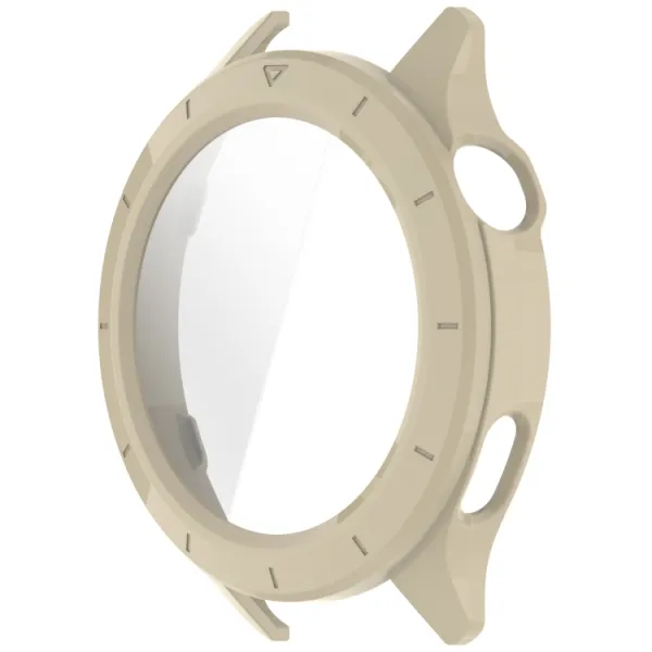 PC FULL COVER Plastový kryt so sklom pre Xiaomi Watch S4 béžový