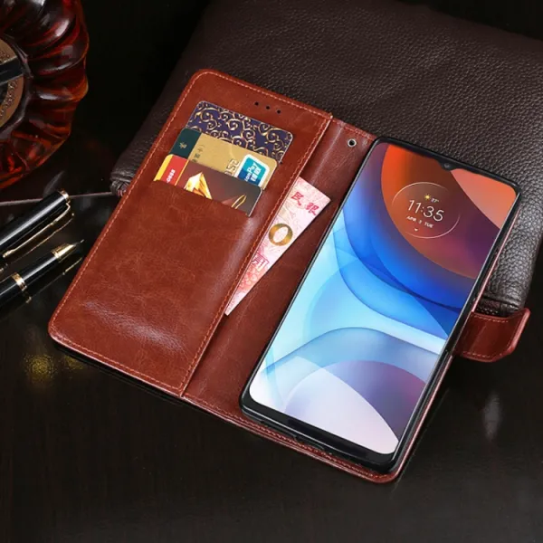IDEWEI Peňaženkový kryt Motorola Moto E7 Power / E7i Power biely