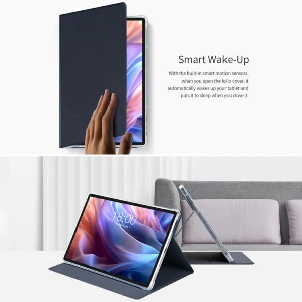 LEATHER Zaklápací kryt pre Teclast T65 Max tmavomodrý