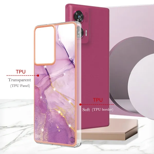 IMD MARBLE Ochranný kryt pre Motorola Edge 50 Fusion PURPLE