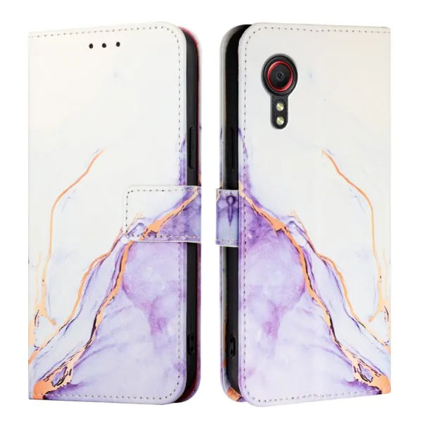 ART MARBLE Peňaženkový kryt pre Samsung Galaxy Xcover 5 WHITE PURPLE