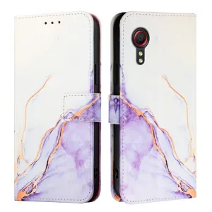 ART MARBLE Peňaženkový kryt pre Samsung Galaxy Xcover 5 WHITE PURPLE