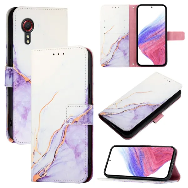 ART MARBLE Peňaženkový kryt pre Samsung Galaxy Xcover 5 WHITE PURPLE