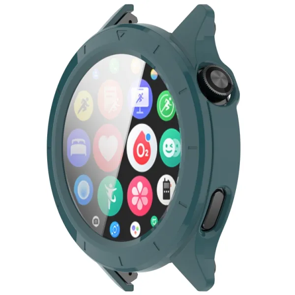 PC FULL COVER Plastový kryt so sklom pre Xiaomi Watch S4 tmavozelený