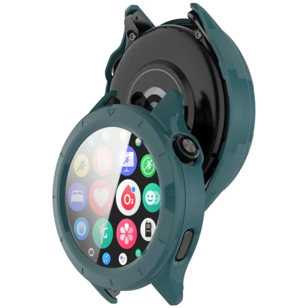 PC FULL COVER Plastový kryt so sklom pre Xiaomi Watch S4 tmavozelený