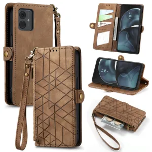 GEOM Peňaženkové puzdro pre Motorola Moto G14 hnedé