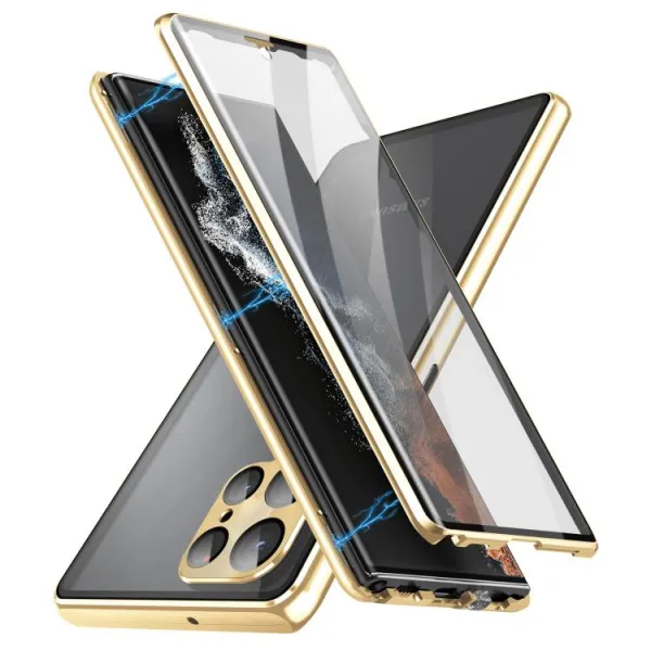 Magnetický kryt 360 pre Samsung Galaxy S25 Ultra 5G zlatý