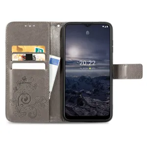 ART Peňaženkový kryt Nokia G11 / G21 FLOWERS šedý