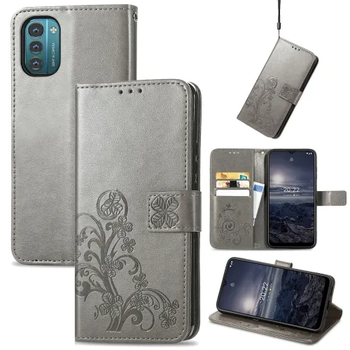 ART Peňaženkový kryt Nokia G11 / G21 FLOWERS šedý