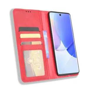 BUSINESS Peňaženkový kryt pre Huawei Nova 9 červený