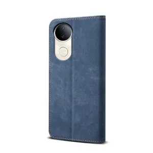 DENIM Peňaženkový kryt pre Vivo V50 5G modrý