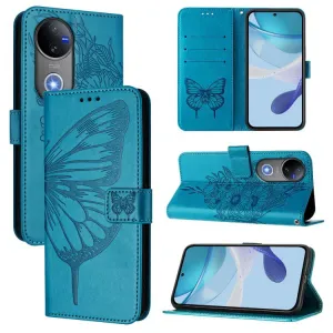 ART BUTTERFLY Peňaženkový obal pre Vivo V50 5G modrý