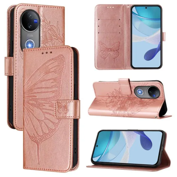 ART BUTTERFLY Peňaženkový obal pre Vivo V50 5G ružový