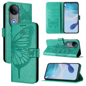 ART BUTTERFLY Peňaženkový obal pre Vivo V50 5G zelený