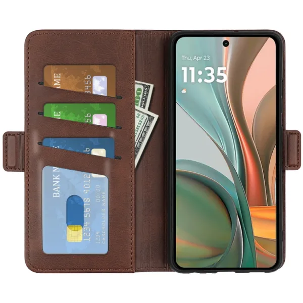 SIDE Peňaženkové puzdro pre Motorola Moto G75 5G tmavohnedé