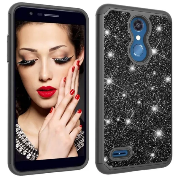Glitter Powder Ochranný Gumený Obal LG K30 čierny