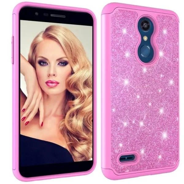 Glitter Powder Ochranný Gumený Obal LG K30 ružový
