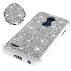 Glitter Powder Ochranný Gumený Obal LG K30 strieborný