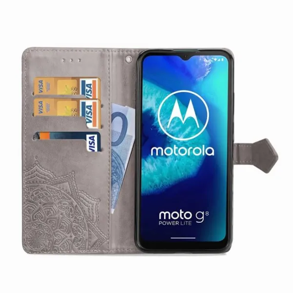 ART Peňaženkový kryt Motorola Moto G8 Power Lite ORNAMENT šedý