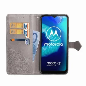 ART Peňaženkový kryt Motorola Moto G8 Power Lite ORNAMENT šedý