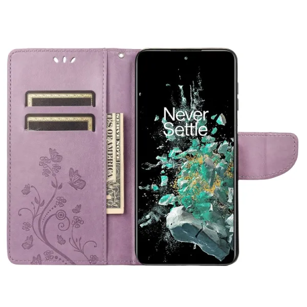 ART FLORAL Peňaženkový kryt OnePlus 10T 5G fialový