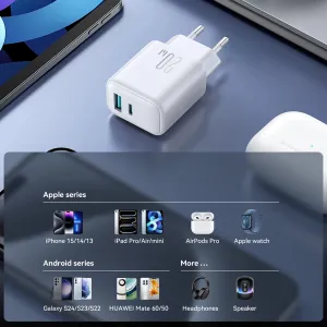 JOYROOM JR-TCF21 Sieťová nabíjačka USB-C / USB-A biela