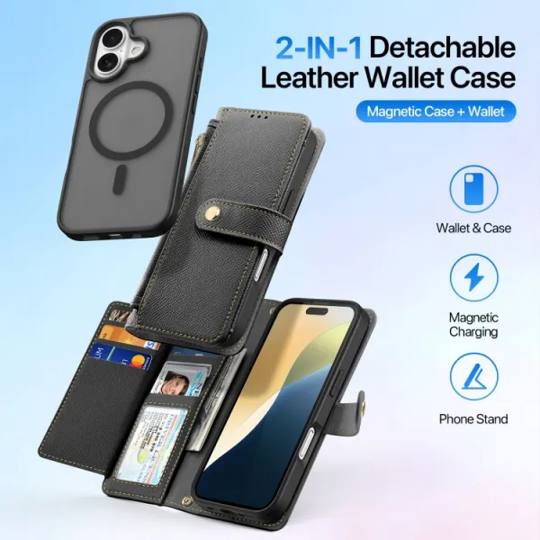 DUX LAWA Ochranný kryt a peňaženkové puzdro 2v1 Apple iPhone 16 čierny