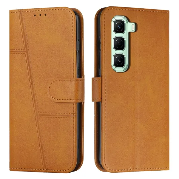 STITCHED Peňaženkový kryt pre Infinix Hot 50 Pro+ svetlohnedý