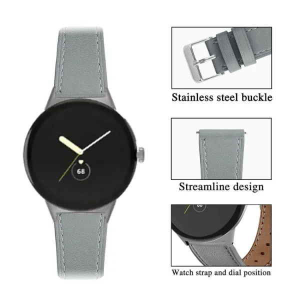 LEATHER Kožený remienok pre Google Pixel Watch 4 45mm / Pixel Watch 3 45mm šedý