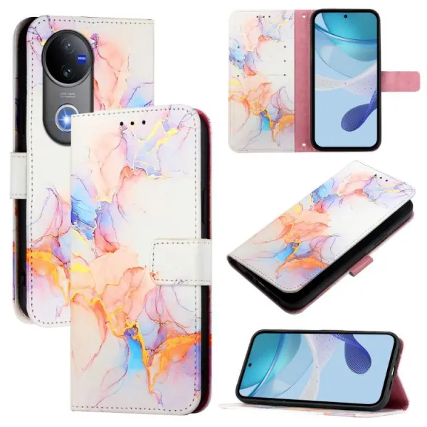 ART MARBLE Peňaženkový kryt pre Vivo V50 5G WHITE ORANGE