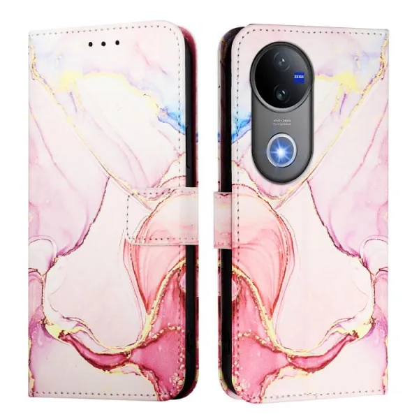 ART MARBLE Peňaženkový kryt pre Vivo V50 5G ROSE GOLD