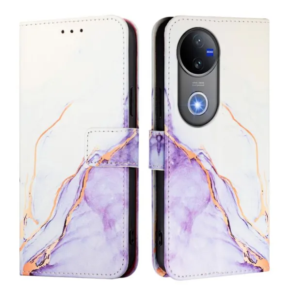 ART MARBLE Peňaženkový kryt pre Vivo V50 5G WHITE PURPLE