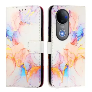 ART MARBLE Peňaženkový kryt pre Vivo V50 5G WHITE ORANGE
