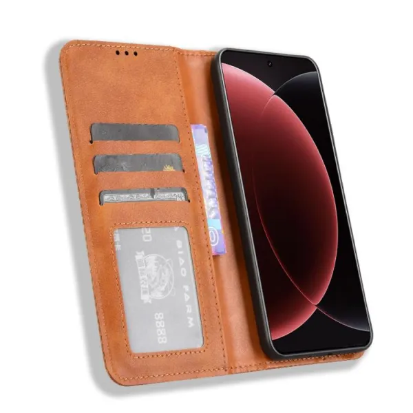 BUSINESS Peňaženkové puzdro pre Xiaomi 15 Ultra hnedé