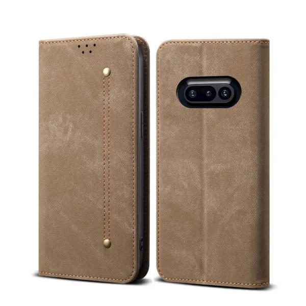 DENIM Peňaženkový kryt pre Nothing Phone (3a) šedohnedý
