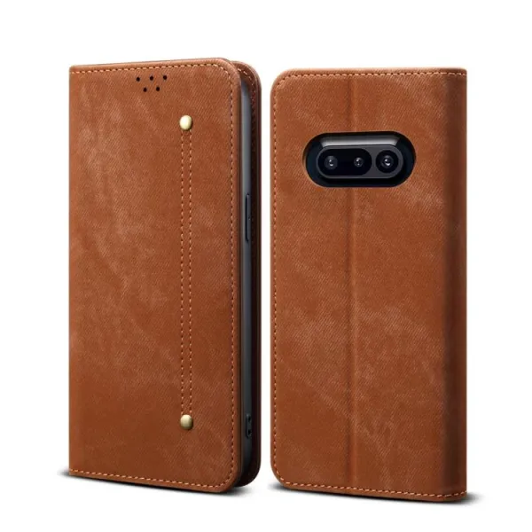 DENIM Peňaženkový kryt pre Nothing Phone (3a) hnedý