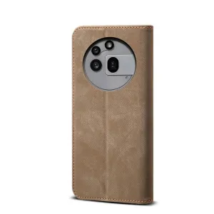 DENIM Peňaženkový kryt pre Nothing Phone (3a) Pro šedohnedý