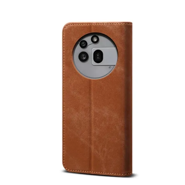 DENIM Peňaženkový kryt pre Nothing Phone (3a) Pro hnedý
